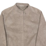 PLUS Womens Beige Button Jacket M Polyester Plain Elegant Casual Outerwear