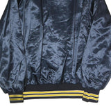 PLA-JACK Mens Navy Blue & Yellow Baseball Champion Satin Button Jacket XL