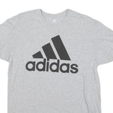 ADIDAS Mens Grey Black Logo Graphic T-Shirt L Short Sleeve Crew Neck Casual