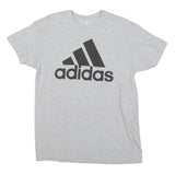 ADIDAS Mens Grey Black Logo Graphic T-Shirt L Short Sleeve Crew Neck Casual