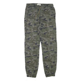 FIFTEEN Womens Cotton Blend Green Camouflage Relaxed Drawstring Trousers W25 L26