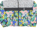 ADIDAS Womens Colourblock Floral Print Nylon Track Jacket UK 18 Zip Casual