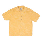 Mens Yellow Cotton Blend Hawaiian Shirt M Tropical Botanical Print Casual