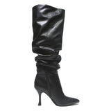 CHARLES & KEITH Womens Black Leather High Heel Boots UK 5 Stylish Elegant