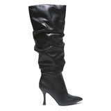 CHARLES & KEITH Womens Black Leather High Heel Boots UK 5 Stylish Elegant