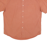 TOMMY HILFIGER Mens Orange Check Shirt XL Cotton Blend Casual Short Sleeve