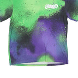 Mens Green & Purple Graphic T-Shirt L Short Sleeve Crew Neck Chaotic System