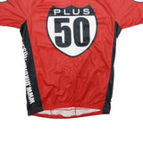 Mens Red & Black Modern L Short Sleeve Round Neck Graphic T-Shirt Plus50