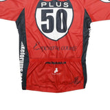 Mens Red & Black Modern L Short Sleeve Round Neck Graphic T-Shirt Plus50