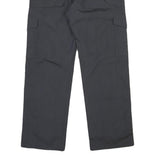 Mens Cotton Blend Black Regular Fit Cargo Trousers W30 L30 Button Closure
