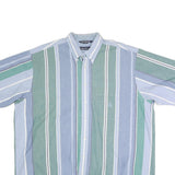 NAUTICA Mens Blue & Green Striped Cotton Shirt XL Button Down Casual Summer