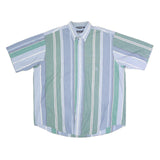 NAUTICA Mens Blue & Green Striped Cotton Shirt XL Button Down Casual Summer