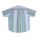 NAUTICA Mens Blue & Green Striped Cotton Shirt XL Button Down Casual Summer