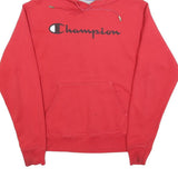 CHAMPION Mens Red Pullover Hoodie S Cotton Blend Jersey Drawstring Kangaroo