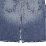 BURBERRY Womens Blue Denim Mini Cotton Skirt UK 8 Zip Pockets Casual
