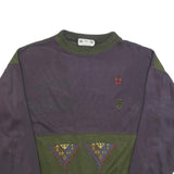 VINCI Mens Purple & Green Sweatshirt Crew Neck L Cotton Blend Casual Pullover