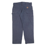 CARHARTT Mens Cotton Blend Navy Relaxed Straight Trousers W36 L30 Workwear Zip