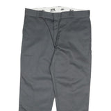 DICKIES Mens Grey Regular Fit Straight Trousers W40 L30 Cotton Blend Zip Closure