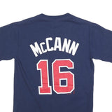 MAJESTIC Mens Navy Blue Braves Graphic T-Shirt S Short Sleeve Crew Neck