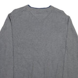 TOMMY HILFIGER Mens Grey Plain Cotton Blend Jumper Crew Neck Basic Knit M