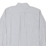 NAUTICA Mens White & Grey Check Casual Shirt L Cotton Blend Long Sleeve Button