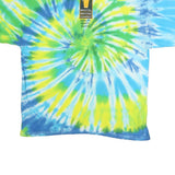 GILDAN Mens Blue & Green Tie Dye Graphic T-Shirt 2XL Short Sleeve Crew Neck