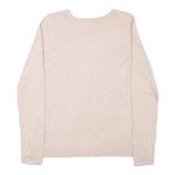CALVIN KLEIN Womens Beige Plain Cotton Blend Jumper Crew Neck Basic Knit M