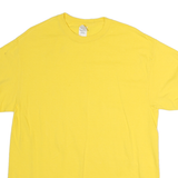GILDAN Mens Yellow T-Shirt L Short Sleeve Crew Neck Plain Cotton Casual
