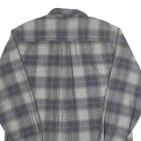 BASIC OPTIONS Mens Grey & Blue Check Shirt L Casual Cotton Long Sleeve Button