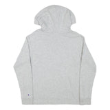 CHAMPION Womens Grey Pullover Hoodie S Cotton Blend Logo Sweatshirt