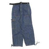 JHYO Womens Blue Relaxed Tapered Denim Medium W30 L25 Cargo Pocket Casual