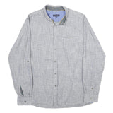TED BAKER Mens Grey Cotton Blend Casual Shirt L Button Collar Long Sleeve
