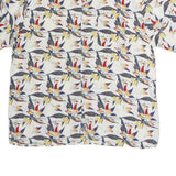 TOWNCRAFT Mens White Floral Pattern Cotton Shirt XL Casual Summer Fashion