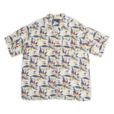 TOWNCRAFT Mens White Floral Pattern Cotton Shirt XL Casual Summer Fashion