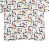 TOWNCRAFT Mens White Floral Pattern Cotton Shirt XL Casual Summer Fashion