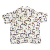 TOWNCRAFT Mens White Floral Pattern Cotton Shirt XL Casual Summer Fashion