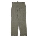CASUAL X Mens Polyester Blend Relaxed Cargo Green Trousers W34 L31 Zip Closure