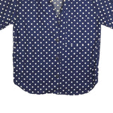 WINDRIDGE Womens Blue & White Polka Dot Shirt Short Sleeve Collared S