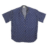 WINDRIDGE Womens Blue & White Polka Dot Shirt Short Sleeve Collared S
