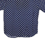 WINDRIDGE Womens Blue & White Polka Dot Shirt Short Sleeve Collared S