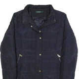 LAUREN RALPH LAUREN Womens Navy Blue Quilted Jacket XL Polyester Zip Coat
