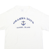 HANES Mens White Gramma Dot's Sanibel Island Graphic T-Shirt M Short Sleeve Crew