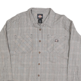 DICKIES Mens Grey Check Shirt XL Cotton Blend Casual Workwear Buttoned