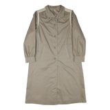 Womens Beige Cotton Blend Plain Button Jacket L Classic Relaxed Fit Long Sleeve