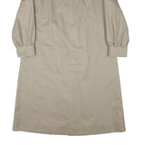 Womens Beige Cotton Blend Plain Button Jacket L Classic Relaxed Fit Long Sleeve