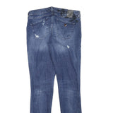 GUESS Womens Slim Blue Denim Light Wash W29 L31 Embroidered Casual Jeans