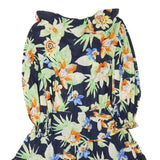 LAUREN RALPH LAUREN Womens Navy Blue Floral Cotton Blend Wrap Dress Midi M Frill