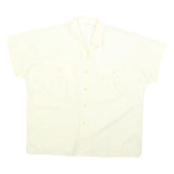 LAST SCENE Womens Cream Basic Shirt Short Sleeve Button Neck M Cotton Blend