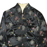 Womens Black & Cream Reversible Floral Pattern Jacket M Silk Blend Button