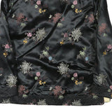 Womens Black & Cream Reversible Floral Pattern Jacket M Silk Blend Button
